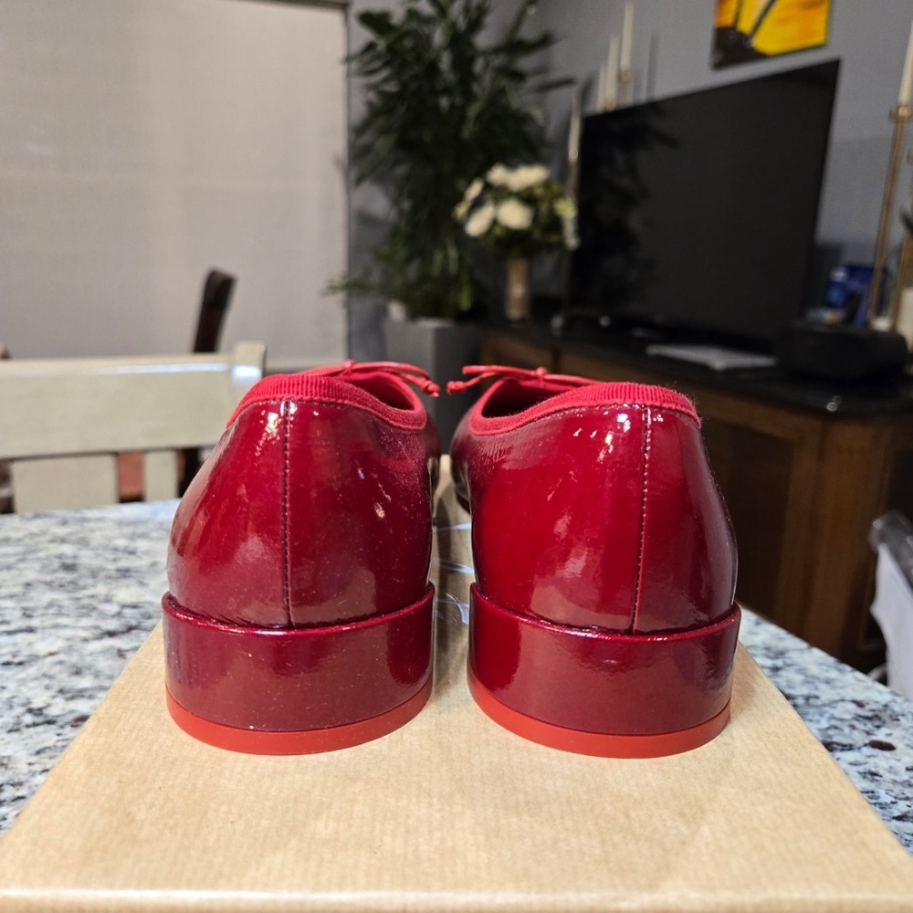 NEW Christian Louboutin Sweetie Jane Shiny Red Flats Size 40 - Picture 7 of 11